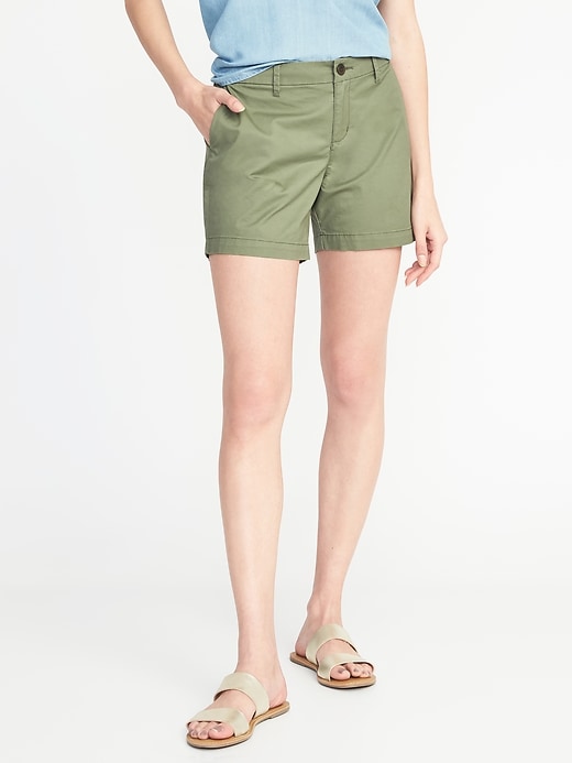 View large product image 1 of 1. Mid-Rise Everyday Twill Shorts For Women - 5 inch inseam