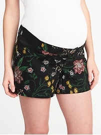View large product image 3 of 3. Maternity Side-Panel Printed Shorts (5")