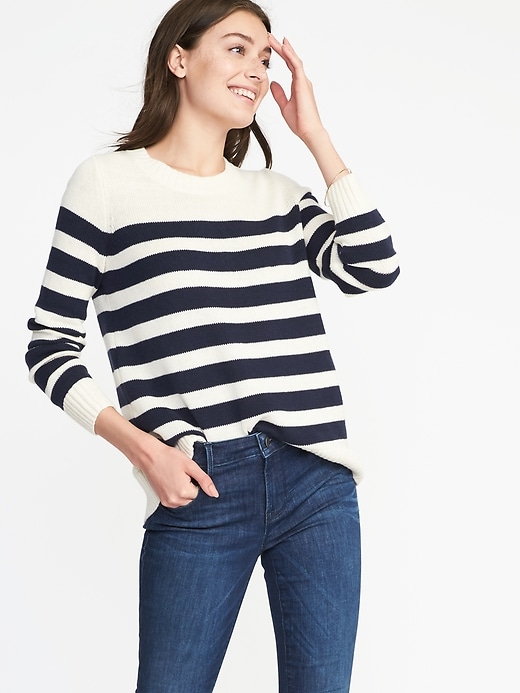 Image number 4 showing, Striped Crew-Neck Sweater for Women