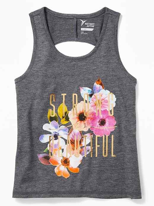 View large product image 1 of 3. Graphic Twist-Back Performance Tank for Girls