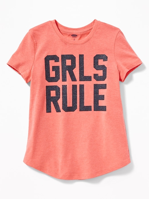 View large product image 1 of 2. Graphic Curved-Hem Tee for Girls