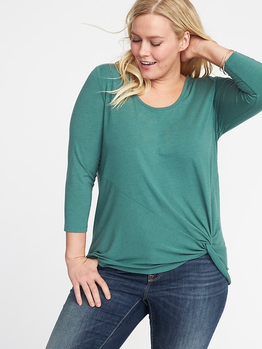View large product image 1 of 1. Plus-Size Fitted Twist-Front Top
