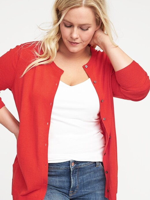 Image number 4 showing, Classic Plus-Size Button-Front Cardi