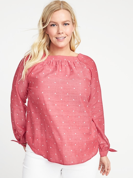 Image number 1 showing, Plus-Size Square-Neck Dobby Top