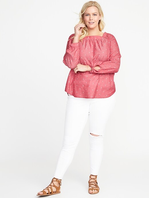 Image number 3 showing, Plus-Size Square-Neck Dobby Top