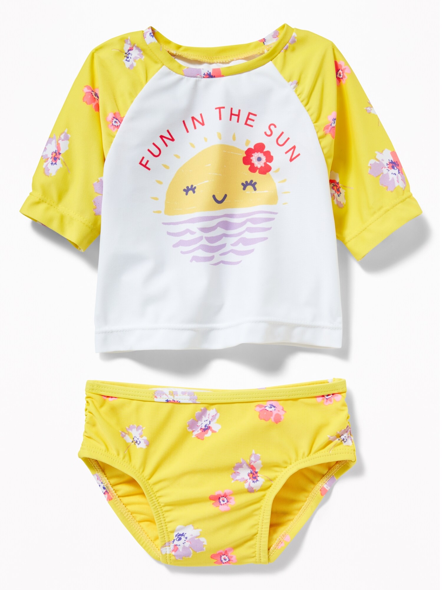 Printed Rashguard & Bikini Bottoms Swim Set for Baby