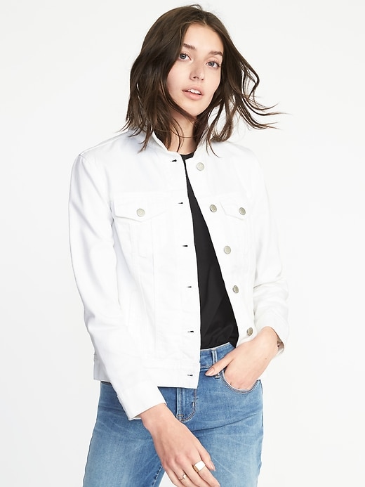 Image number 1 showing, Clean-Slate White Denim Jacket for Women