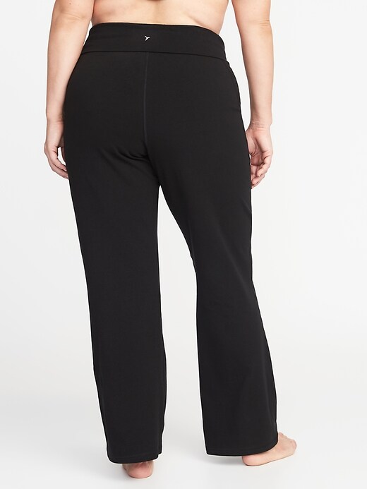 View large product image 2 of 2. Roll-Over Plus-Size Wide-Leg Yoga Pants