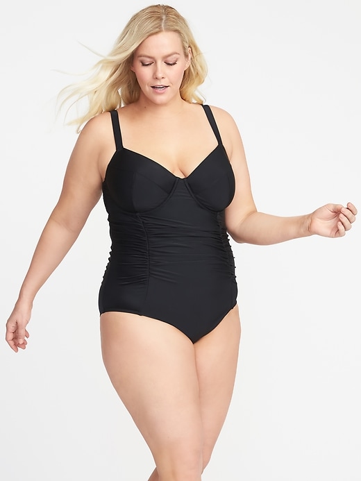 Image number 1 showing, Secret-Slim Plus-Size Underwire Swimsuit