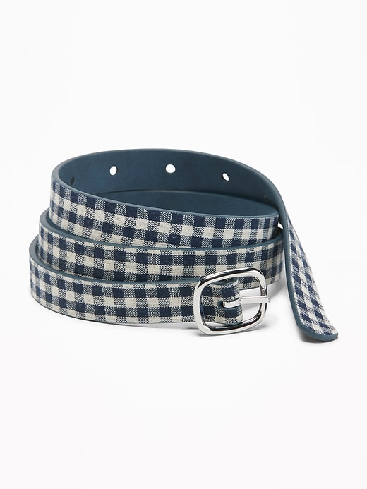 View large product image 1 of 1. Skinny Reversible Gingham Belt for Women