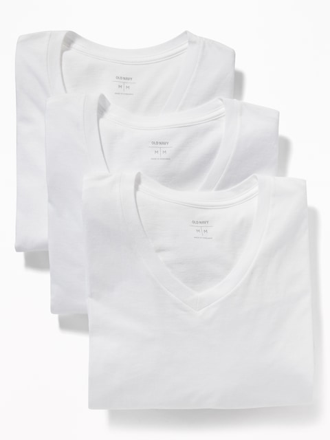 Go-Dry V-Neck T-Shirt 3-Pack - Bright White