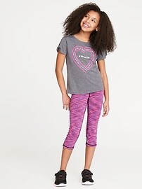 View large product image 3 of 3. Reversible Performance Crop Leggings for Girls