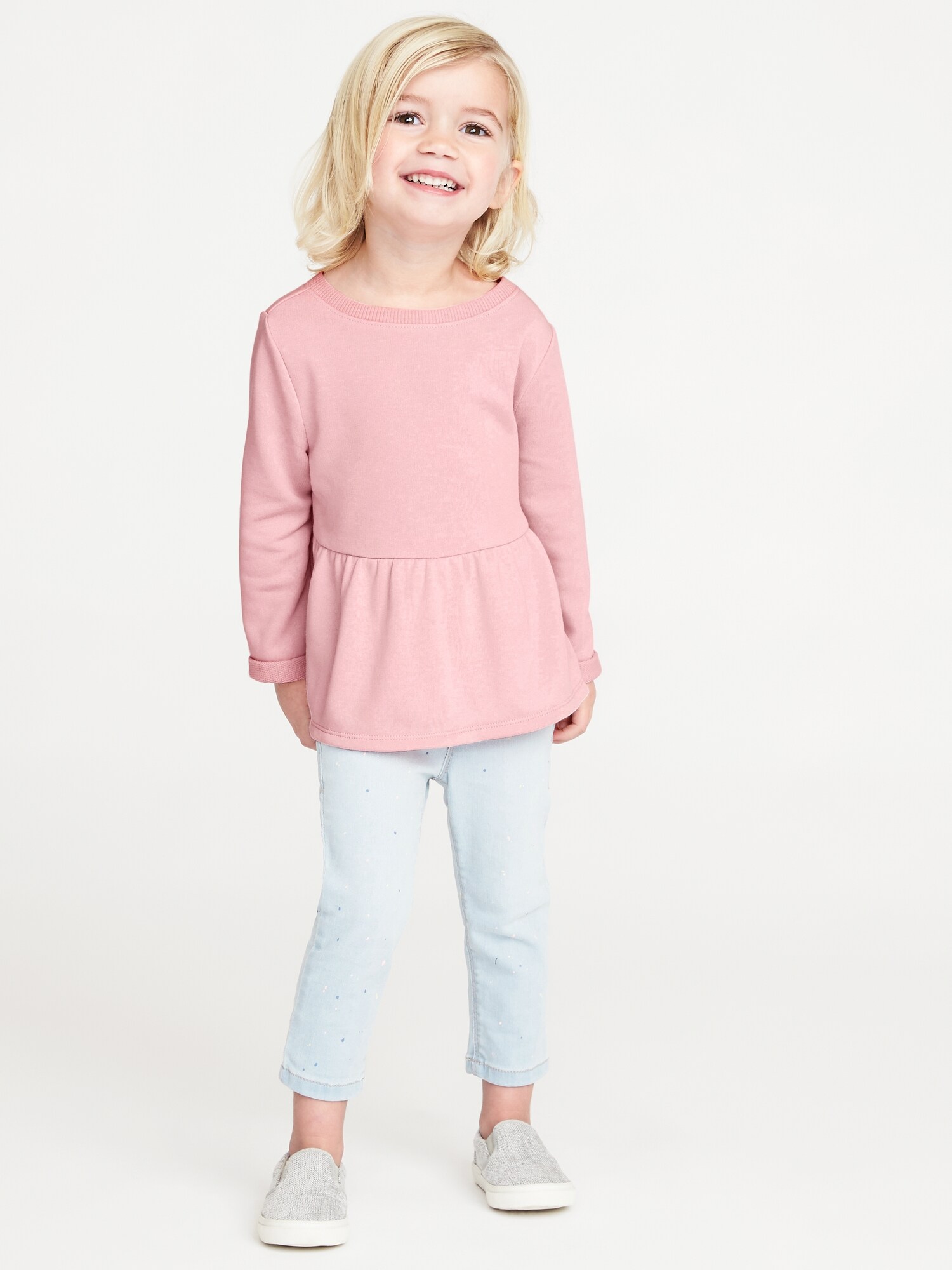 French-Terry Peplum-Hem Sweatshirt for Toddler Girls | Old Navy