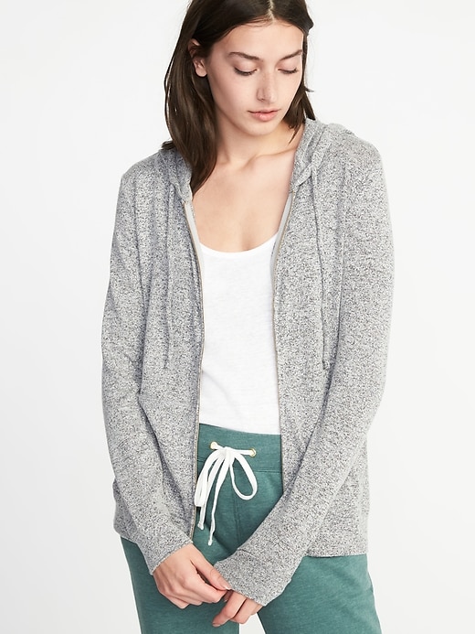 Image number 1 showing, Relaxed Plush-Knit Sleep Hoodie for Women