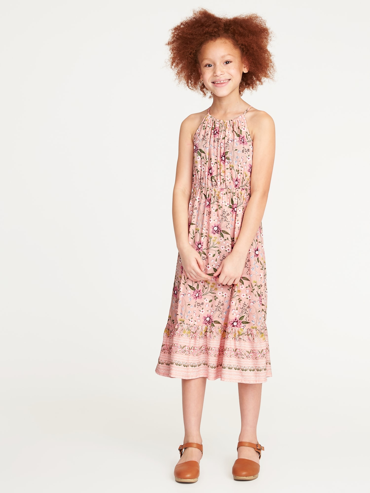 Floral-Print Suspended-Neck Midi for Girls | Old Navy