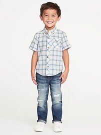 View large product image 3 of 4. Plaid Linen-Blend Shirt for Toddler Boys