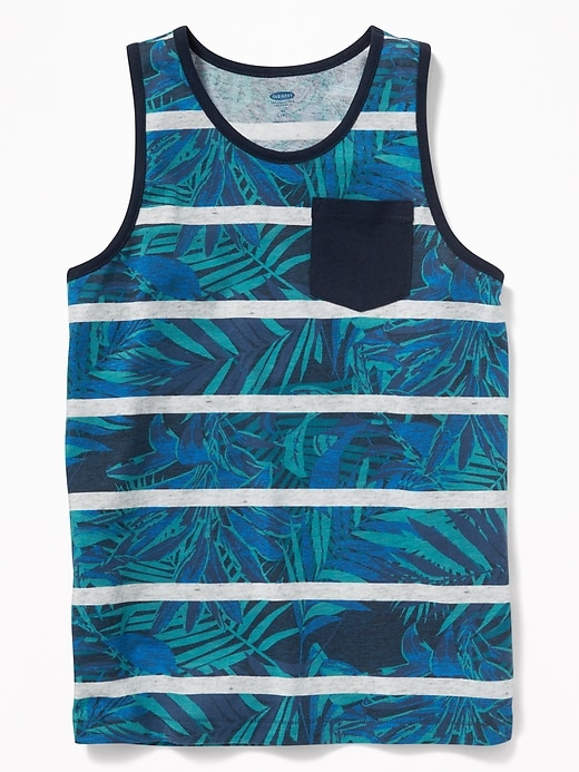View large product image 1 of 3. Striped Printed Pocket Tank For Boys