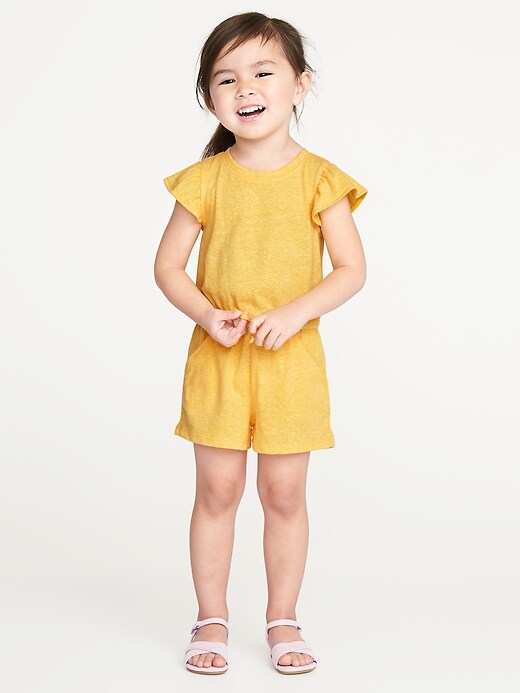 View large product image 1 of 1. Flutter-Sleeve Jersey Romper for Toddler Girls