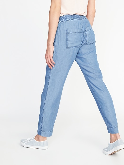 View large product image 2 of 3. Mid-Rise Tencel&#174 Utility Cropped Pants for Women