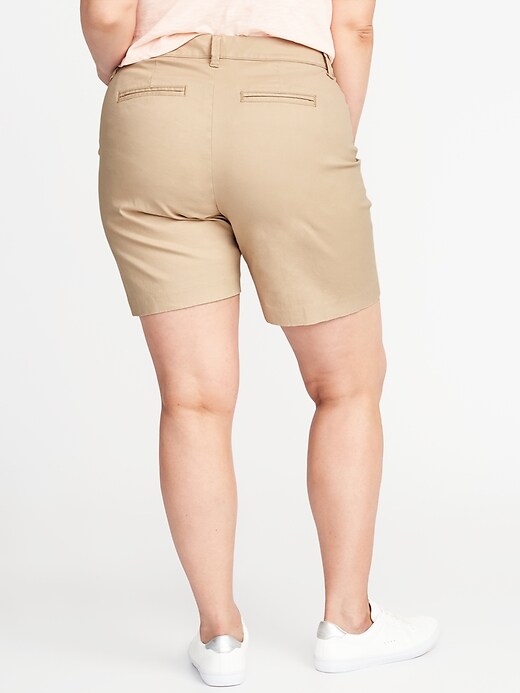 View large product image 2 of 3. Secret-Slim Pockets Plus-Size Pixie Chino Bermuda Shorts (9")