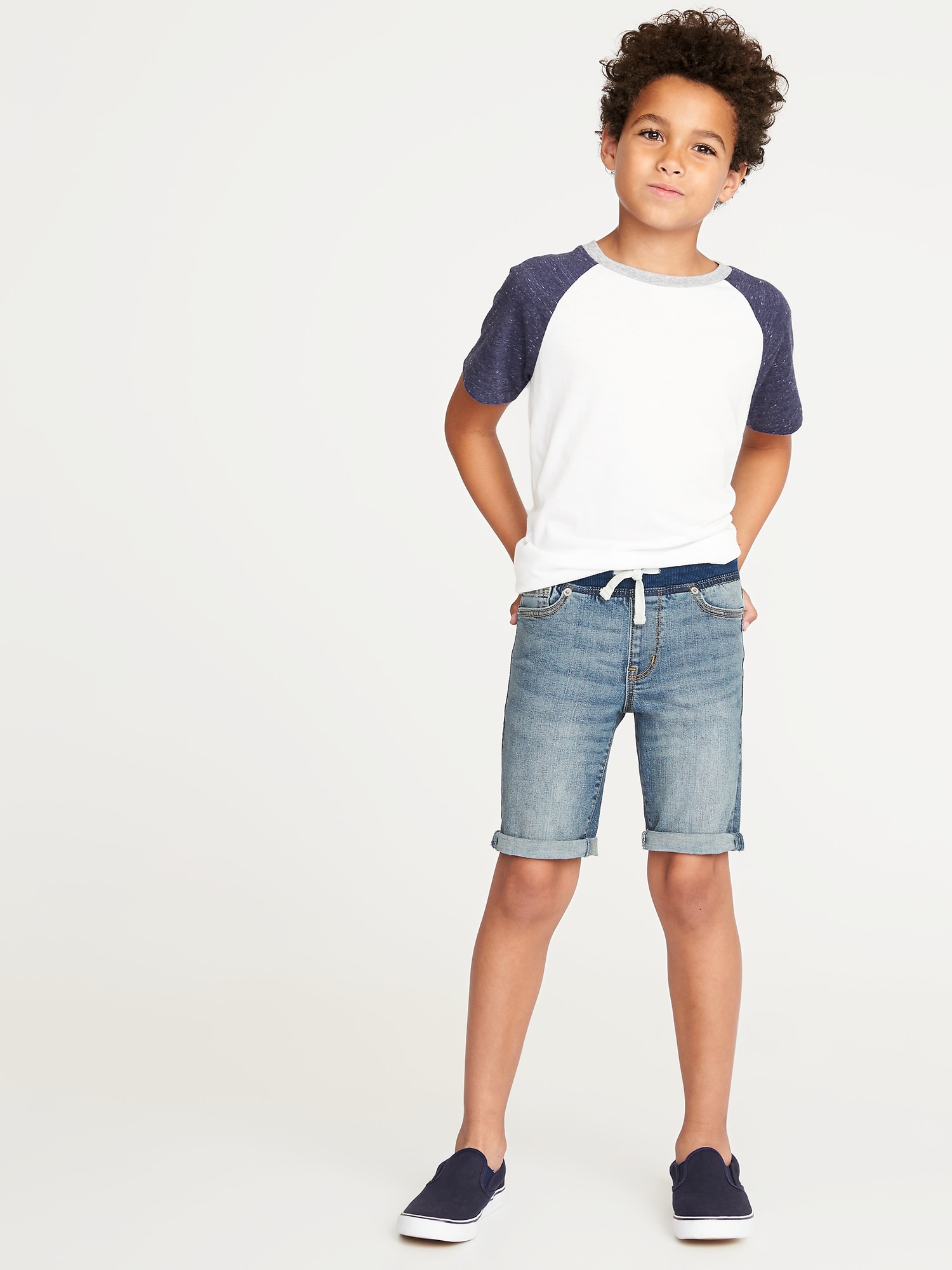 Karate Slim Rib-Waist Built-In Flex Max Jean Shorts For Boys | Old Navy