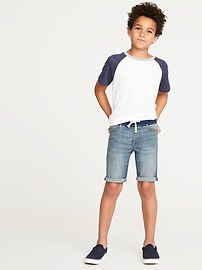View large product image 3 of 3. Karate Slim Rib-Waist Built-In Flex Max Jean Shorts For Boys