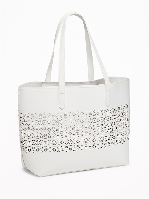 Faux-Leather Laser-Cut Tote for Women | Old Navy
