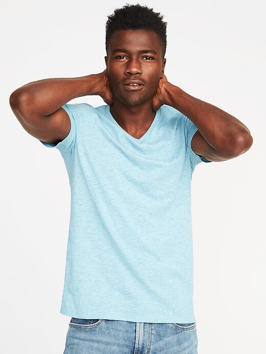 Image number 4 showing, Soft-Washed Slub-Knit V-Neck T-Shirt for Men