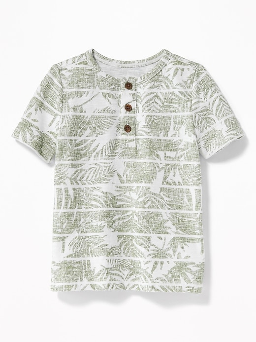 View large product image 1 of 2. Slub-Knit Tropical-Print Henley for Toddler Boys
