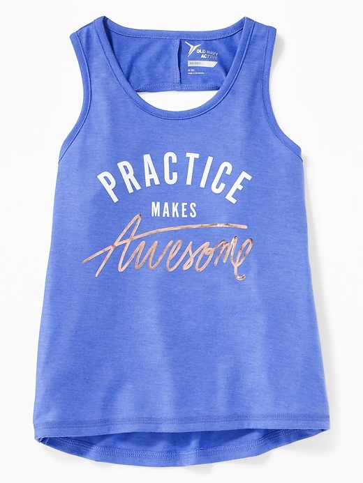 View large product image 1 of 1. Graphic Twist-Back Performance Tank for Girls
