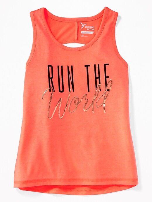 View large product image 1 of 1. Graphic Twist-Back Performance Tank for Girls