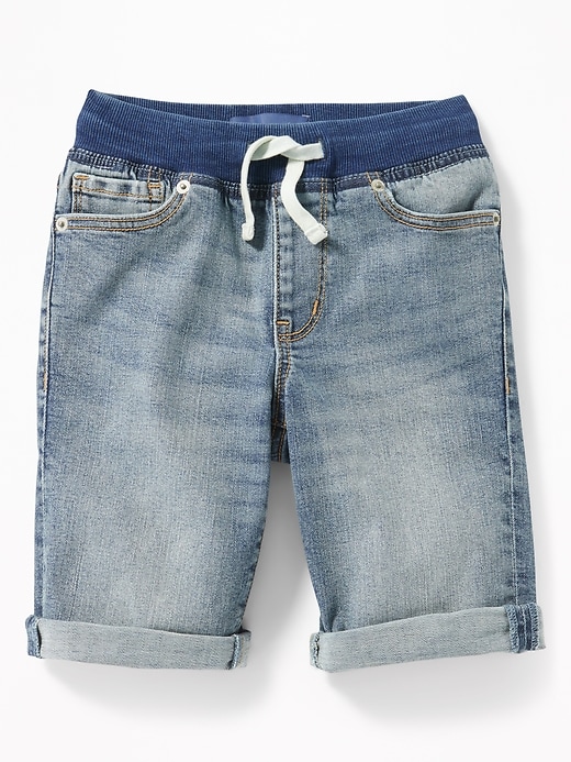 View large product image 1 of 3. Karate Slim Rib-Waist Built-In Flex Max Jean Shorts For Boys