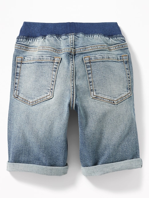 View large product image 2 of 3. Karate Slim Rib-Waist Built-In Flex Max Jean Shorts For Boys