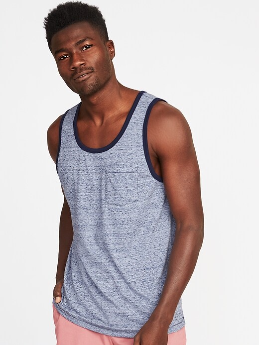 View large product image 1 of 1. Soft-Washed Jersey Pocket Tank