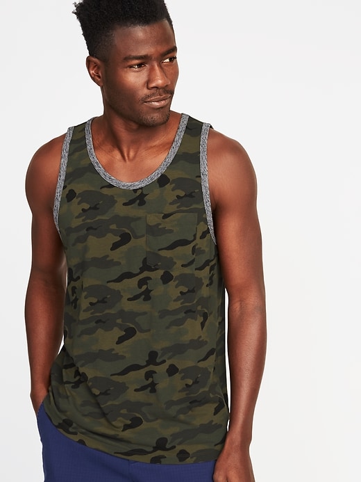 View large product image 1 of 1. Soft-Washed Printed Pocket Tank