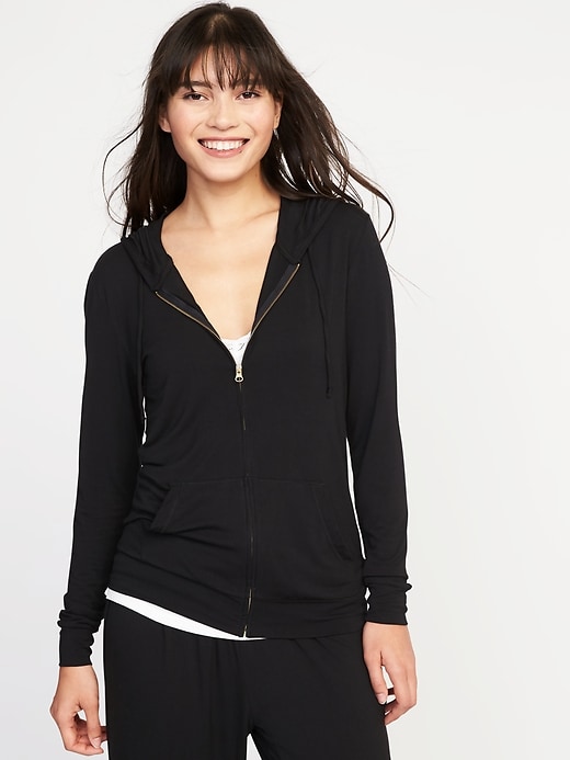 View large product image 1 of 1. Relaxed Lightweight Full-Zip Hoodie for Women