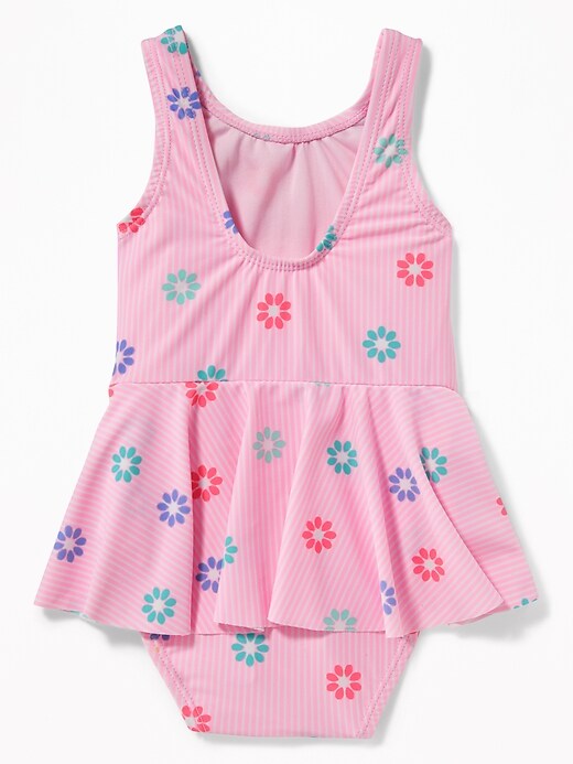 View large product image 2 of 2. Stripe-Daisy Swimsuit for Toddler Girls