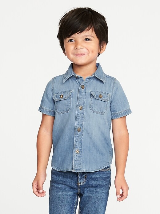 View large product image 1 of 4. Denim Utility Shirt for Toddler Boys