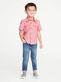 View large product image 3 of 4. Double-Pocket Linen-Blend Shirt for Toddler Boys