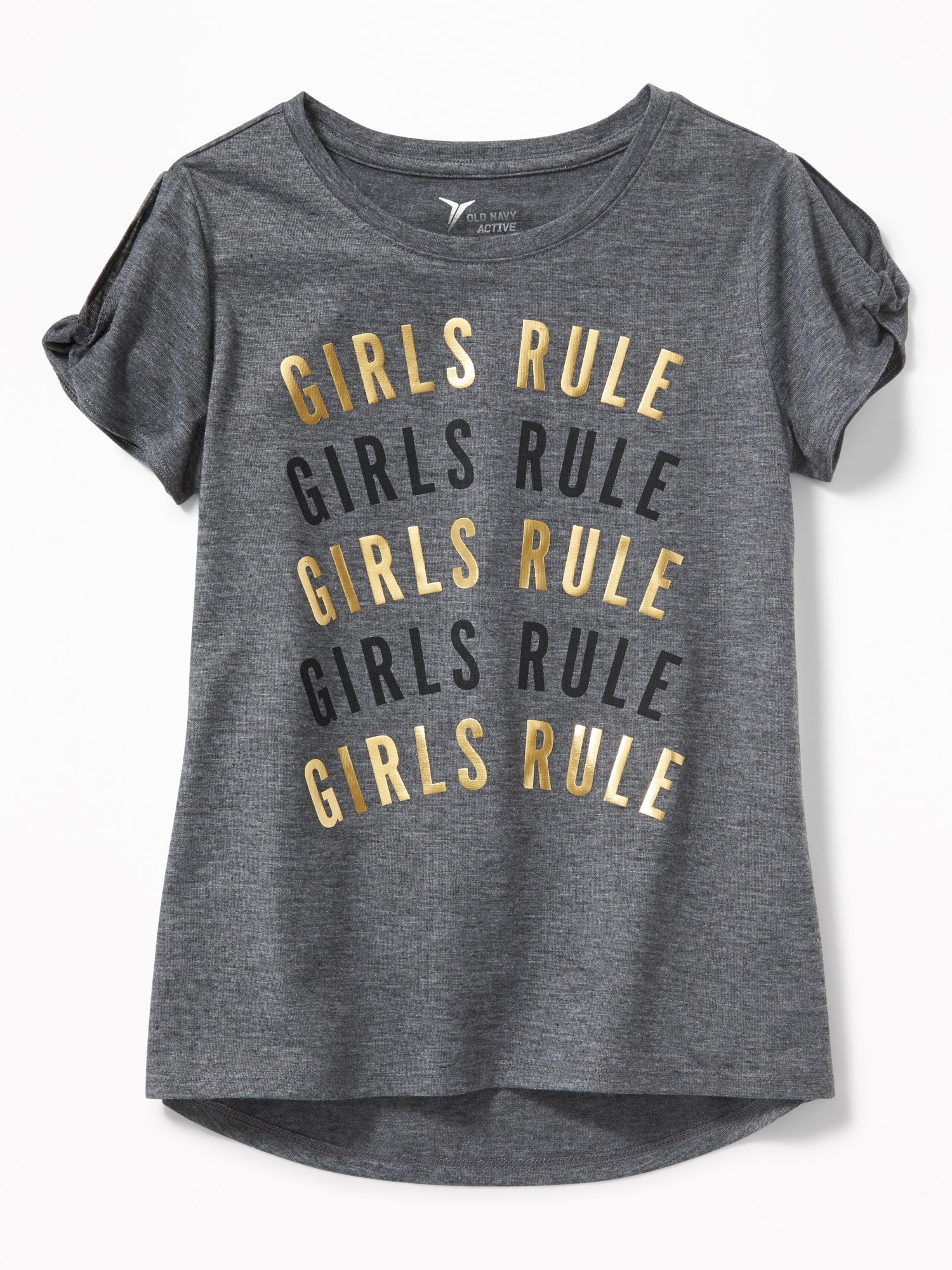 Graphic Twist-Sleeve Hi-Lo Tee for Girls | Old Navy