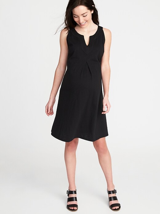 View large product image 1 of 1. Maternity Pleated-Front Dress