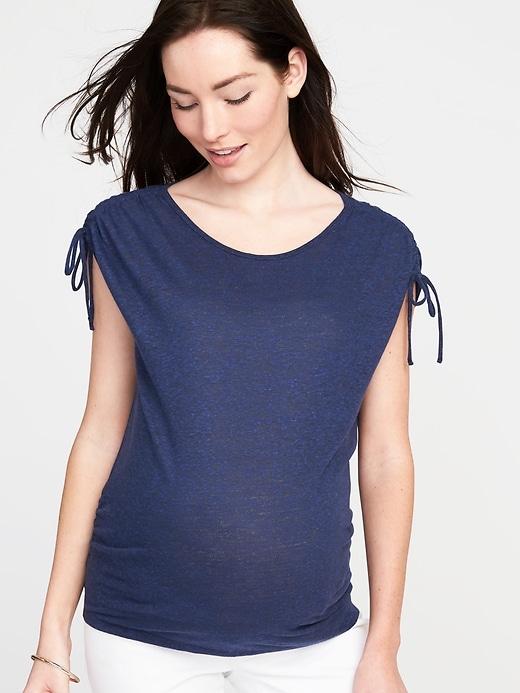 View large product image 1 of 1. Maternity Dolman Tie-Sleeve Top
