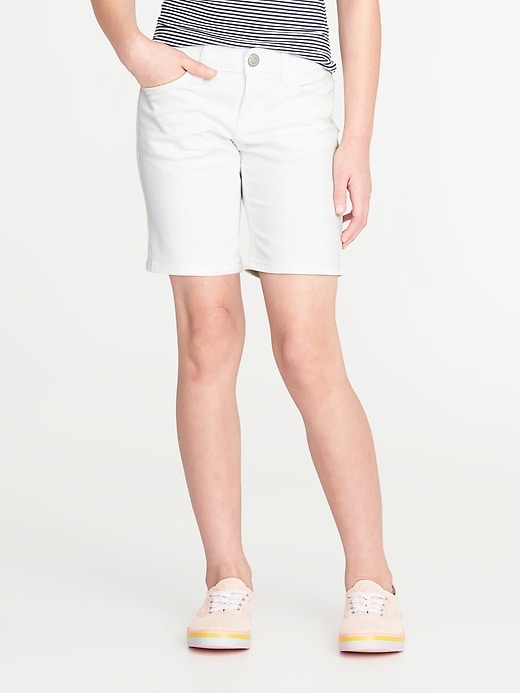 View large product image 1 of 3. White Denim Midi Shorts for Girls