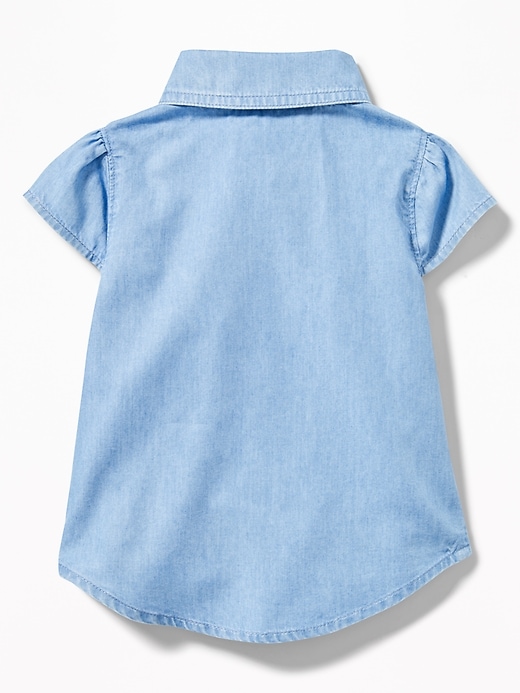 View large product image 2 of 4. Tie-Hem Chambray Shirt for Toddler Girls