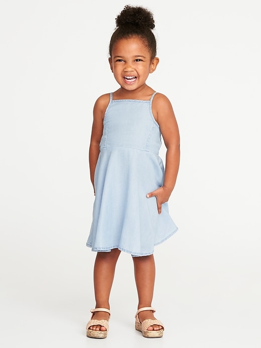 View large product image 1 of 3. Chambray Cami Dress for Toddler Girls
