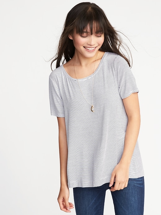 View large product image 1 of 1. Luxe Boat-Neck Swing Tee for Women