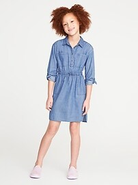 View large product image 3 of 3. Indigo Utility Shirt Dress for Girls