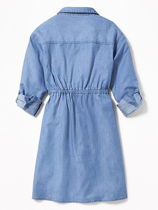 View large product image 2 of 3. Indigo Utility Shirt Dress for Girls