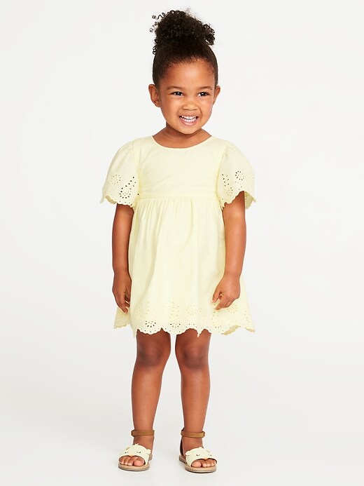 View large product image 1 of 3. Flutter-Sleeve Eyelet Dress for Toddler Girls