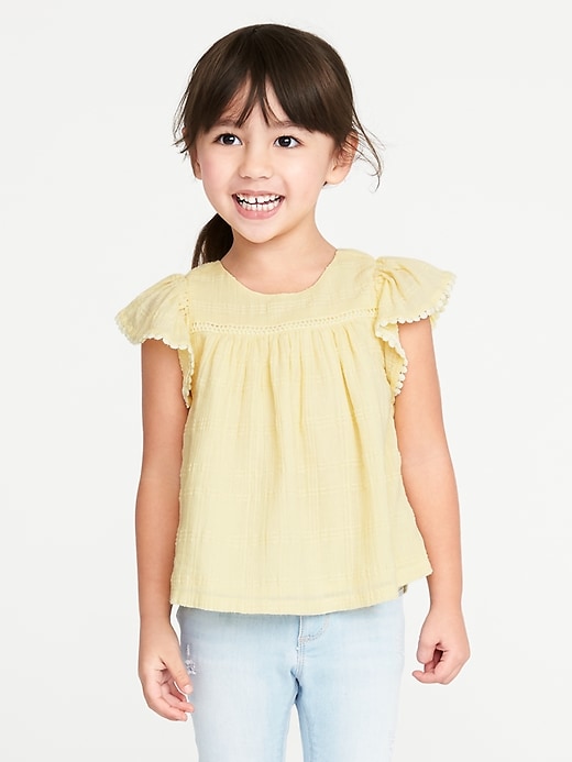 View large product image 1 of 5. Flutter-Sleeve Dobby Top for Toddler Girls